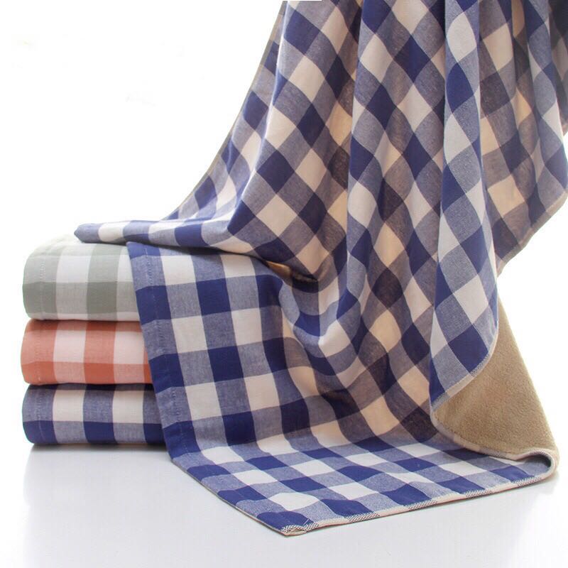 Japanese double - double gauze checked towel towel towel matching box unit labor insurance Nordic wind