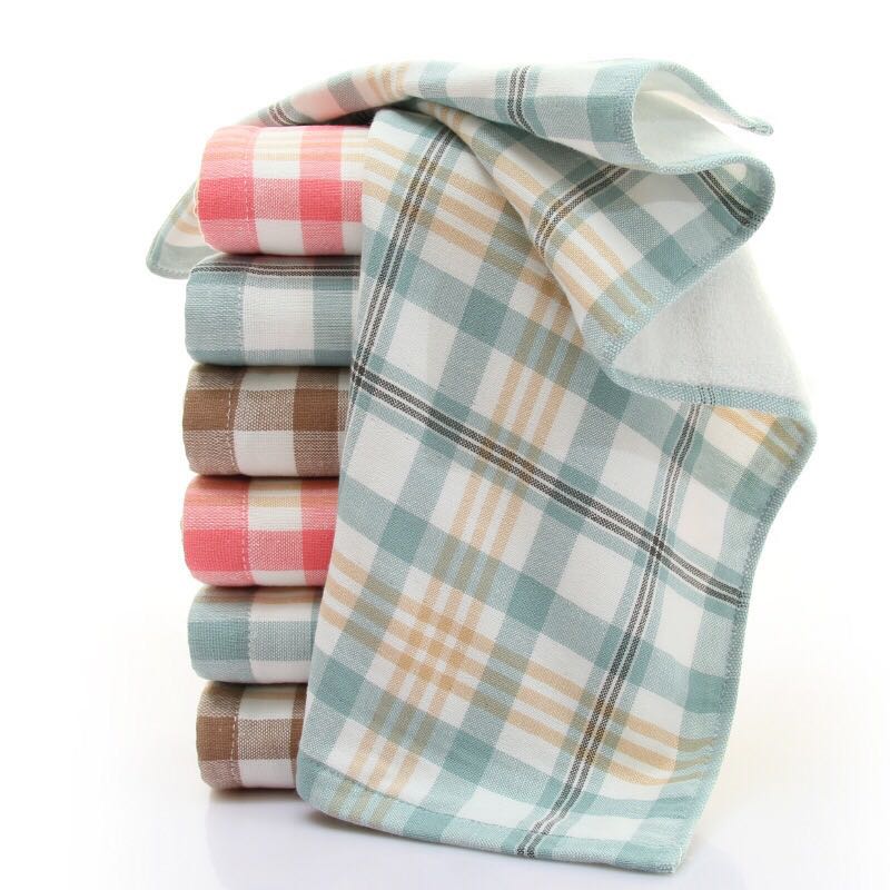 Japanese double - double gauze checked towel towel towel matching box unit labor insurance Nordic wind