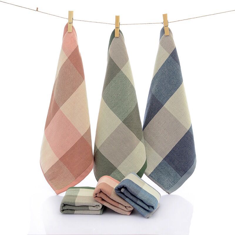 Japanese double - double gauze checked towel towel towel matching box unit labor insurance Nordic wind