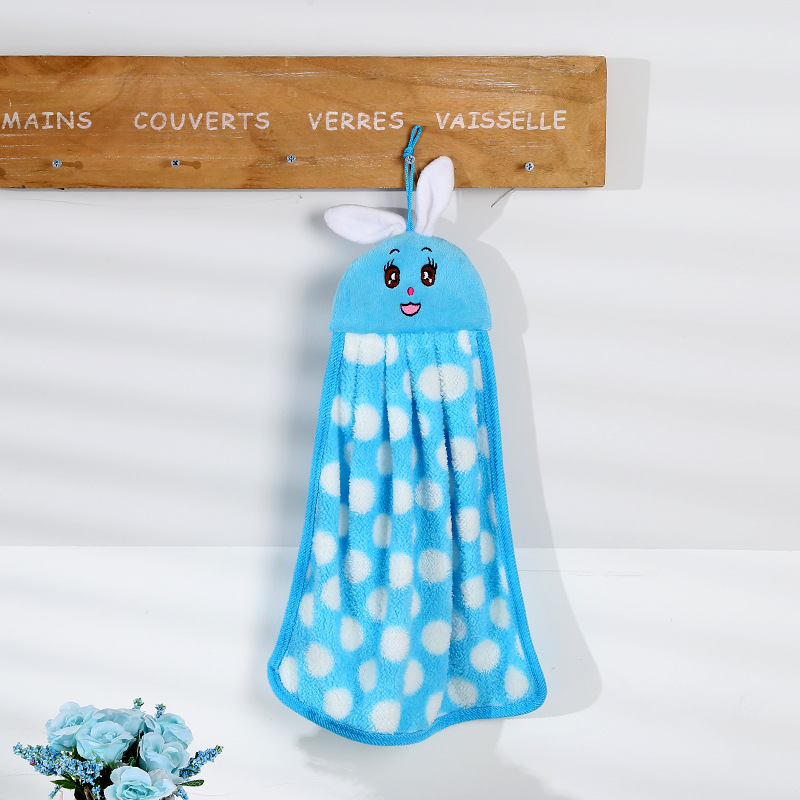 Polka dot cartoon hook towel towel super absorbent do not lose hair coral plush towel manufacturer direct sale