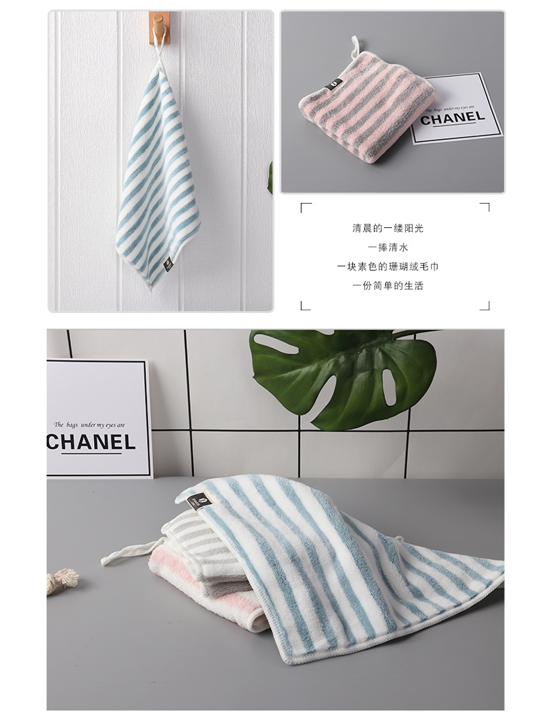 Factory Wholesale Soft Skin-Friendly Stripes Small Square Towel Customizable New Fiber Absorbent Handkerchief Little Square Towel Small Square Towel