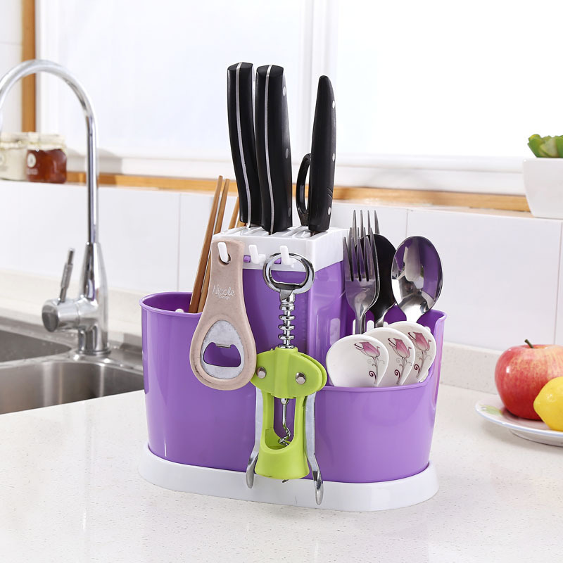 Creative Kitchen Multi-Functional Combination Knife Holder Chopsticks Cage Storage Rack Spoon Knife Holder Set Chopsticks Holder Pp One Piece Dropshipping