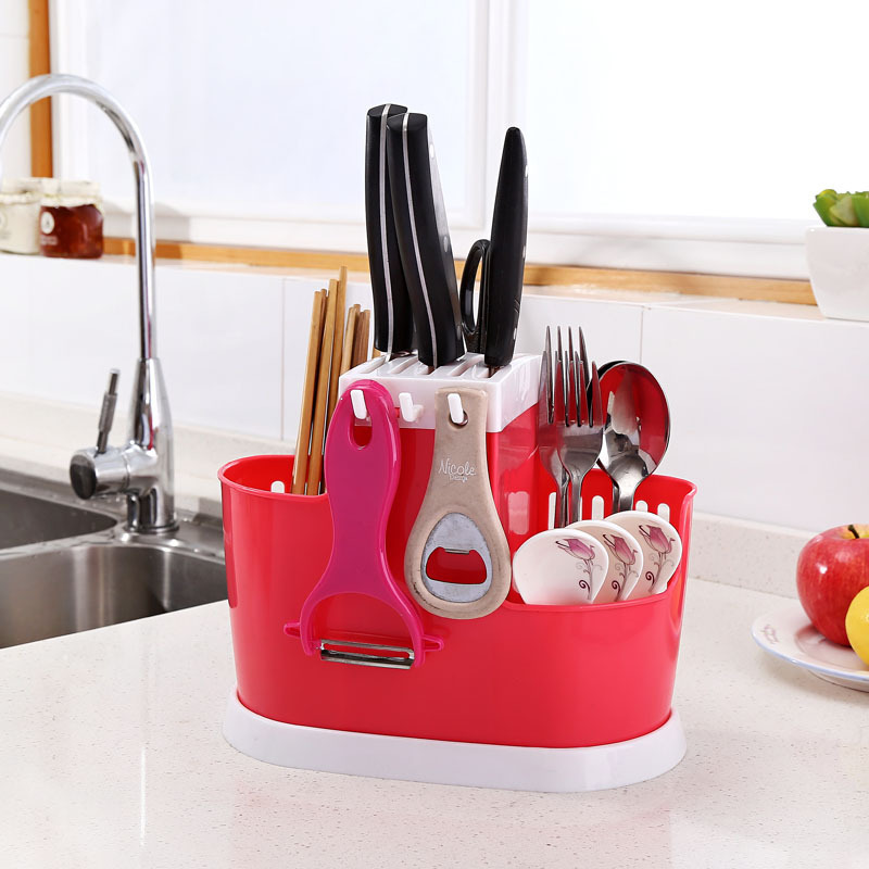 Creative Kitchen Multi-Functional Combination Knife Holder Chopsticks Cage Storage Rack Spoon Knife Holder Set Chopsticks Holder Pp One Piece Dropshipping