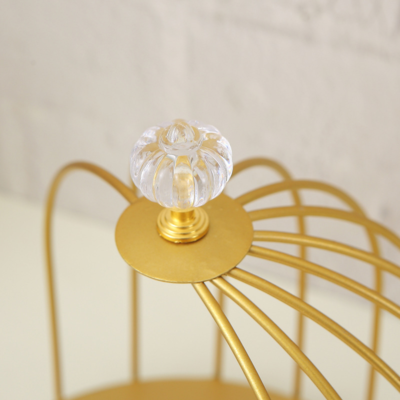 Iron Double-Layer Golden Bird Cage Dessert Table Display Stand Decoration Tea Break Table Cake Tray Pastry Shelf Props