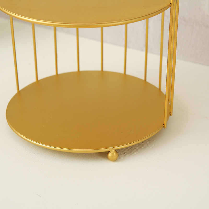 Iron Double-Layer Golden Bird Cage Dessert Table Display Stand Decoration Tea Break Table Cake Tray Pastry Shelf Props