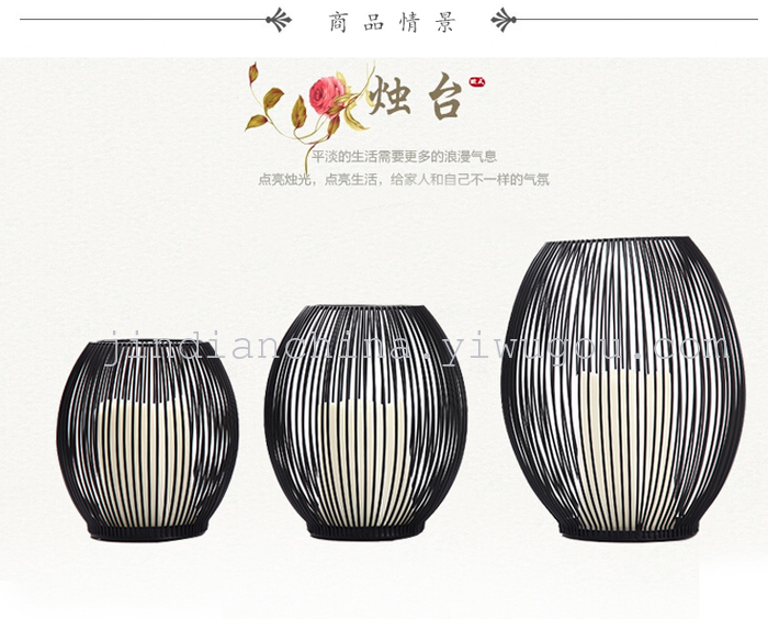 Iron cage lantern Candlestick LED lamp Iron Candle Factory Direct