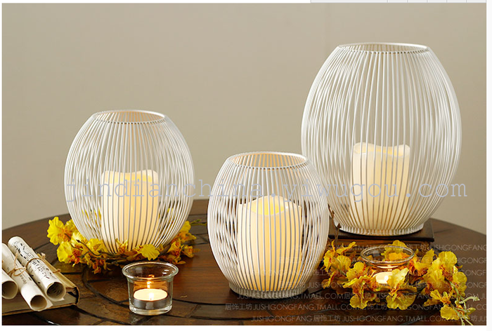 Iron cage lantern Candlestick LED lamp Iron Candle Factory Direct