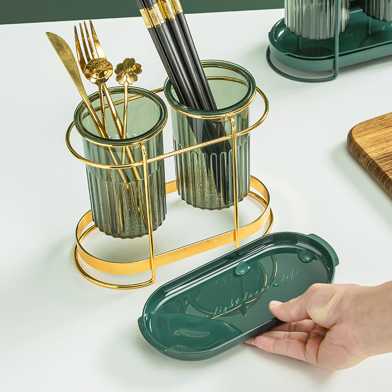 Light Luxury Chopsticks Rack Household Chopstick Barrel Drain Chopsticks Tube Wall-Mounted Kitchen Storage Box Chopsticks Basket Chopsticks Cage