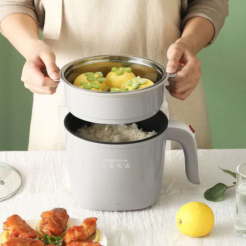 1.8L Multi-Functional Electric Cooker Double-Layer Stainless Steel Cage Drawer Fast Cooker Student Dormitory Household Small Power Electric Chafing Dish