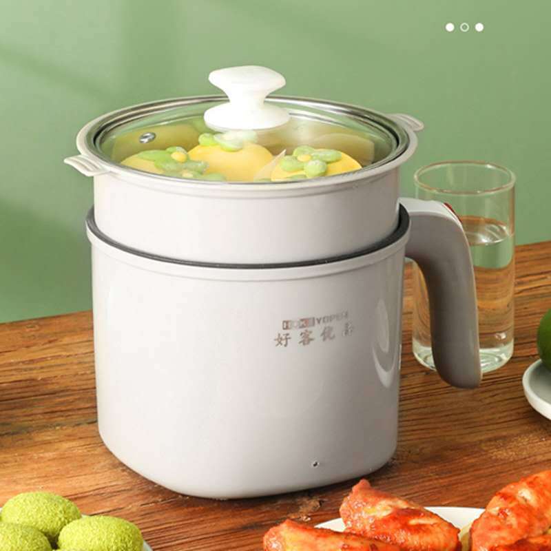 1.8L Multi-Functional Electric Cooker Double-Layer Stainless Steel Cage Drawer Fast Cooker Student Dormitory Household Small Power Electric Chafing Dish