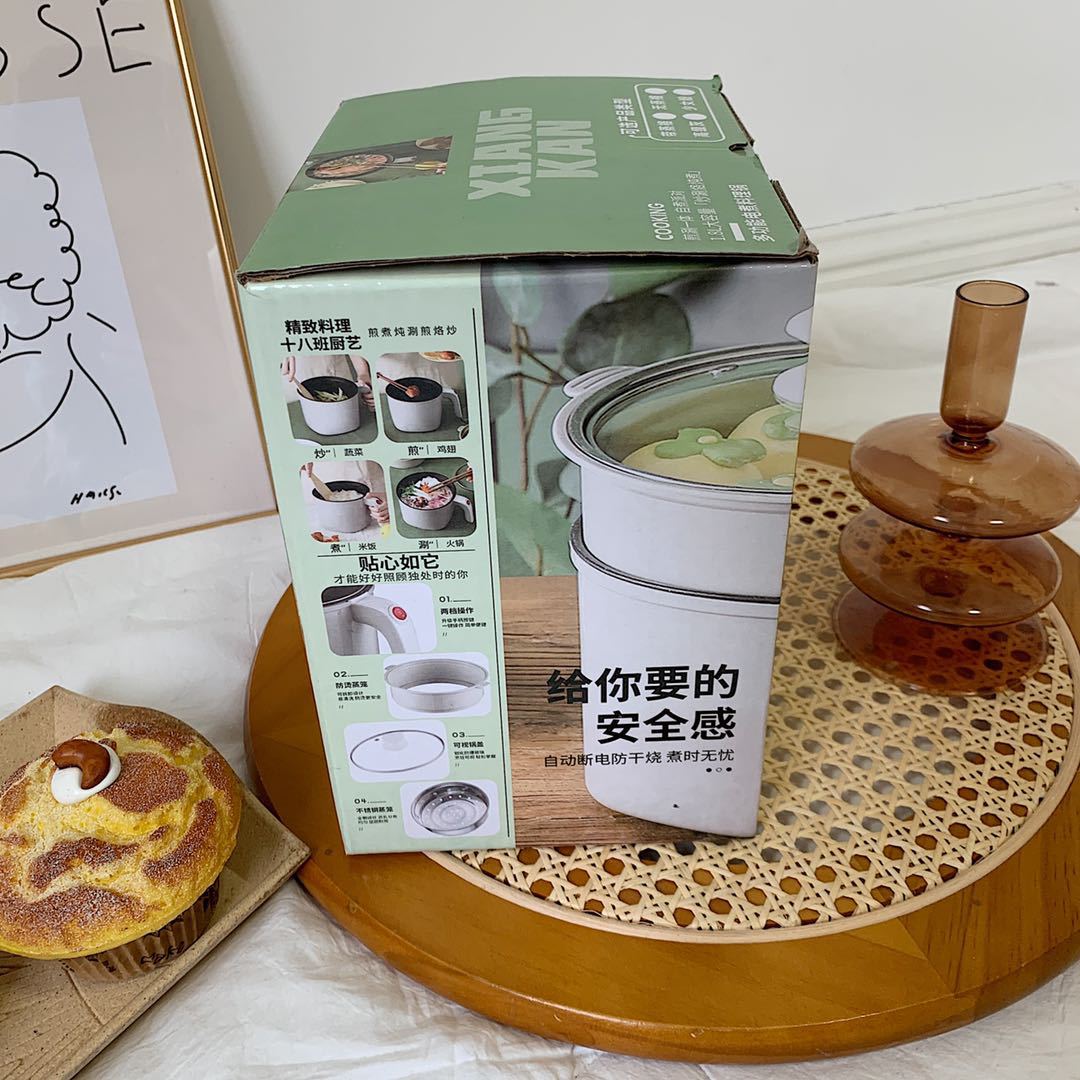 1.8L Multi-Functional Electric Cooker Double-Layer Stainless Steel Cage Drawer Fast Cooker Student Dormitory Household Small Power Electric Chafing Dish 1.8L Multi-Functional Electric Cooker Double-Layer Stainless Steel Cage Drawer Fast Cooker Student Dormitory Household Small Power Electric Chafing Dish