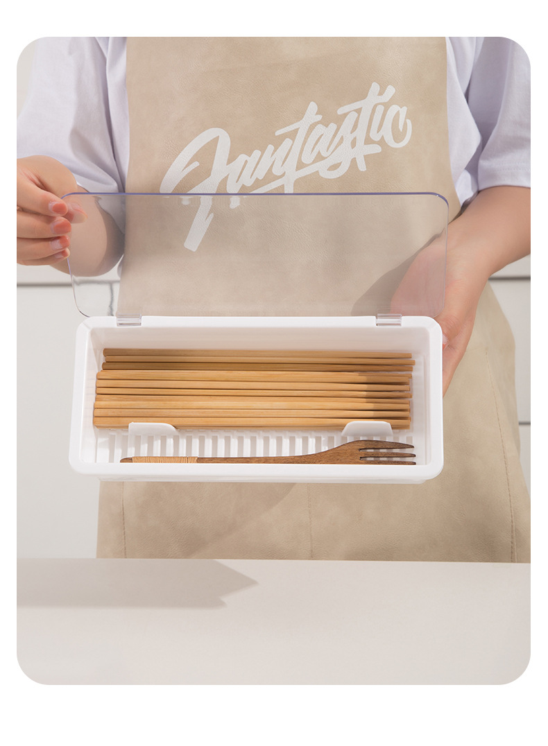 Manufacturer Drain Water and Dustproof Tableware Storage Box Simple Fashion Chopsticks Box Kitchen Organizers Plastic Chopsticks Cage