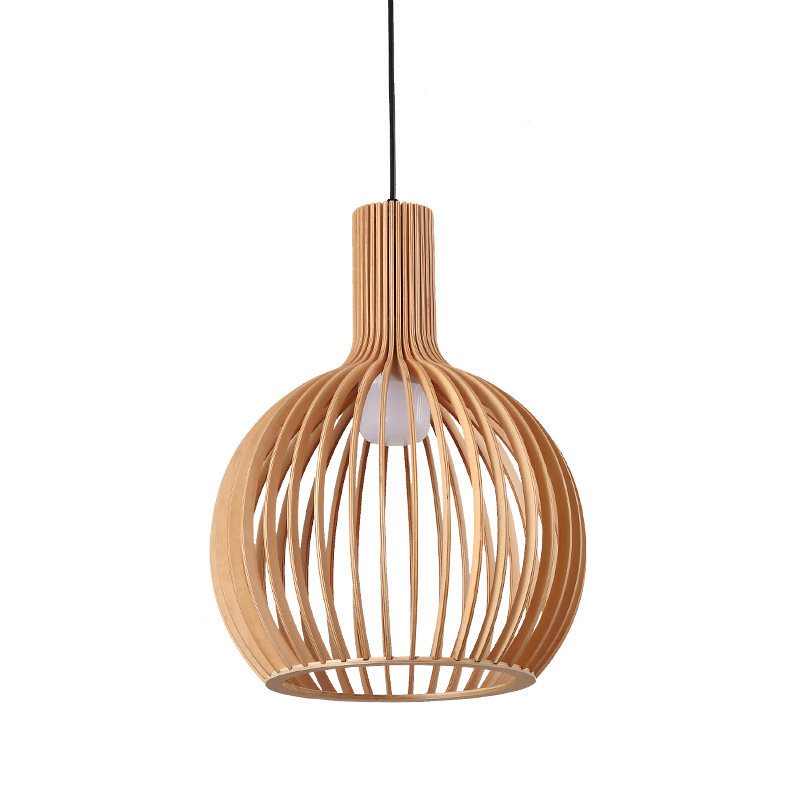 Cage Chandelier Creative Restaurant Bar Bar Teahouse Hot Pot Restaurant Lamp German Bird Cage Solid Wood Small Droplight