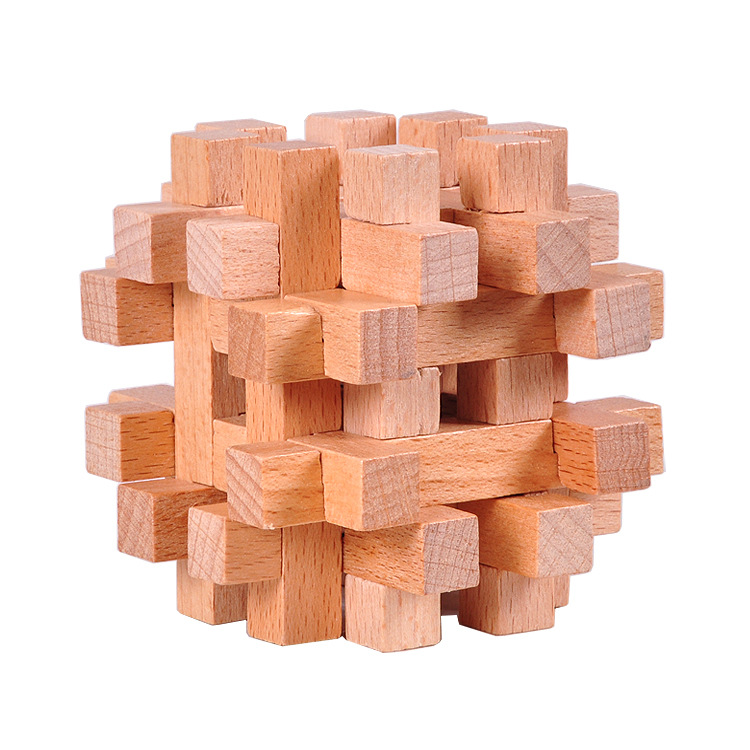 Adult Wooden Educational Toys Classical Toys Burr Puzzle Burr Puzzle Unlock Double Cross Cage Beech
