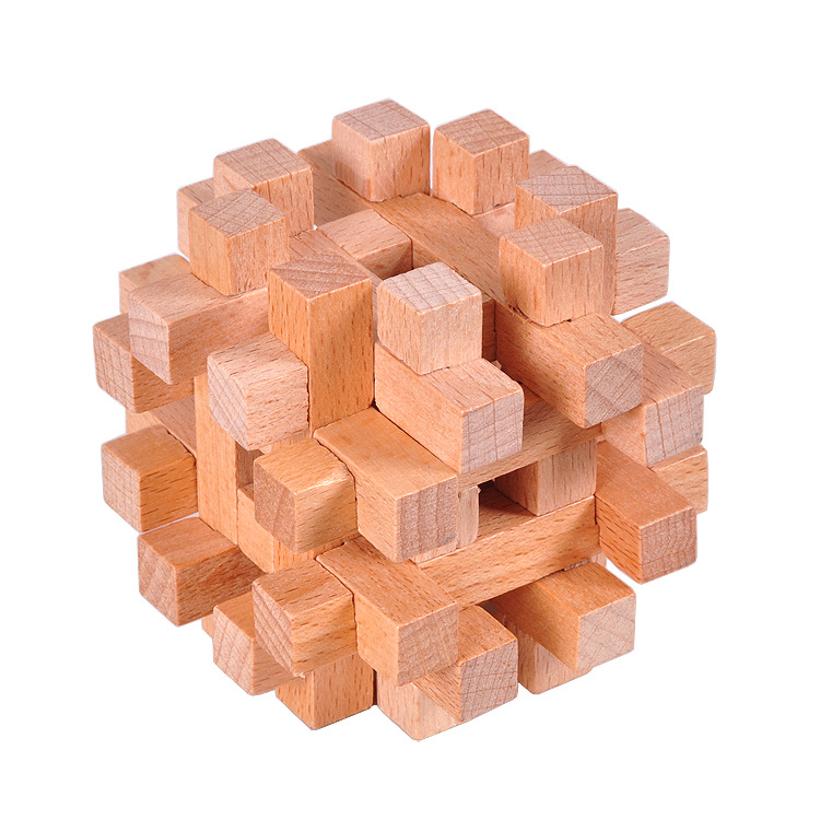 Adult Wooden Educational Toys Classical Toys Burr Puzzle Burr Puzzle Unlock Double Cross Cage Beech