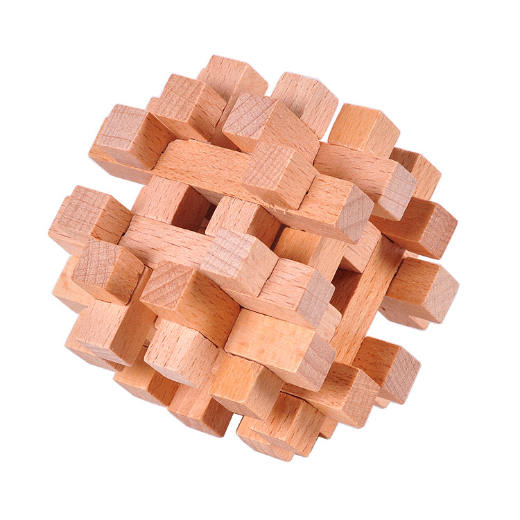 Adult Wooden Educational Toys Classical Toys Burr Puzzle Burr Puzzle Unlock Double Cross Cage Beech