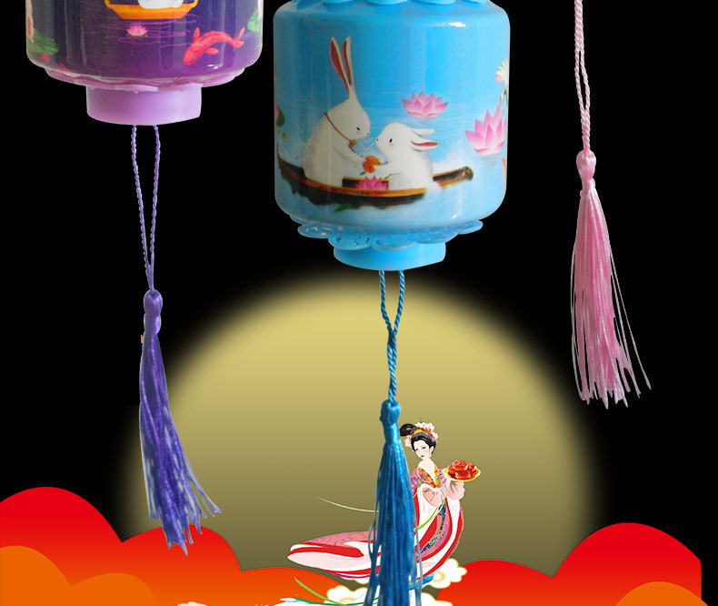 Mid-Autumn Festival Lantern Portable Jade Hare Chang'e Festive Lantern Toy Children Mid-Autumn Festival Small Bell Pepper Toy Cage Stall Night Market