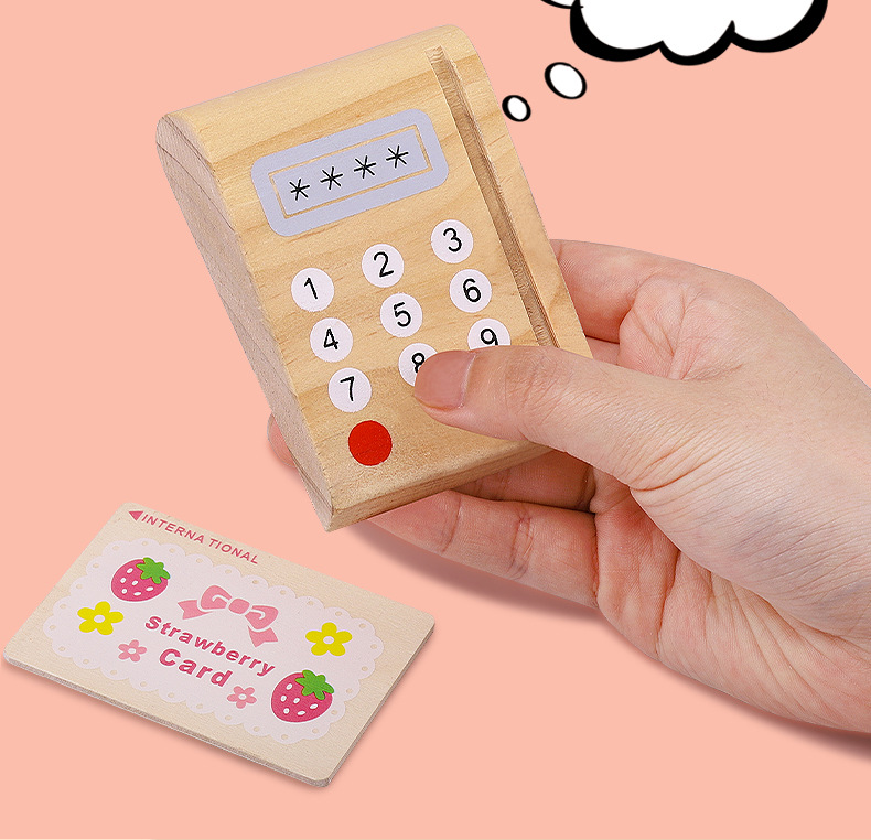 Simulation Cash Register Simulation POS Machine Wooden Children Boys and Girls Interactive Play House Cashier Wooden Toys Simulation Cash Register Simulation POS Machine Wooden Children Boys and Girls Interactive Play House Cashier Wooden Toys