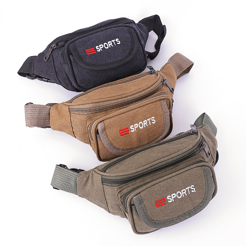 New Waist Bag Men&#039;s and Women&#039;s Multifunctional Multi-Layer Canvas Cash Register Business Bag Wear-Resistant Outdoor Sports Mobile Phone Bag Wallet