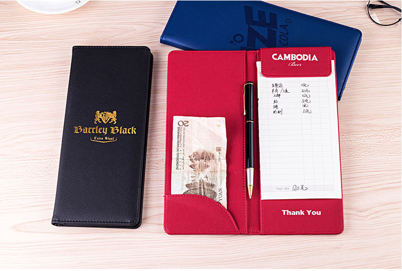 Factory Supply Hotel Leather Cash Register Restaurant Menu Clip Checkout Receipt Bill Can Be Quoted as Pictures and Samples