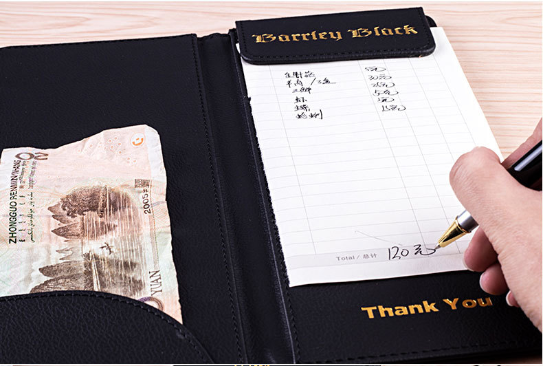 Factory Supply Hotel Leather Cash Register Restaurant Menu Clip Checkout Receipt Bill Can Be Quoted as Pictures and Samples