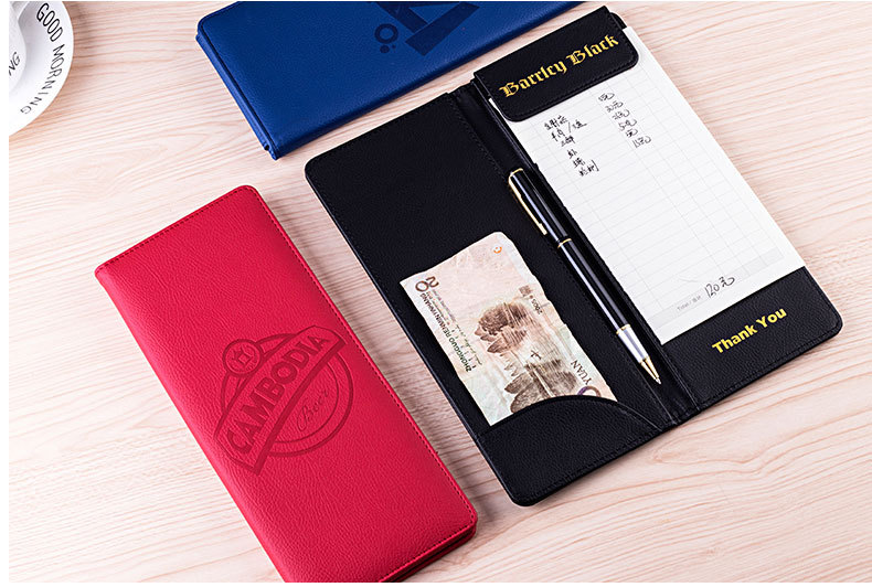 Factory Supply Hotel Leather Cash Register Restaurant Menu Clip Checkout Receipt Bill Can Be Quoted as Pictures and Samples