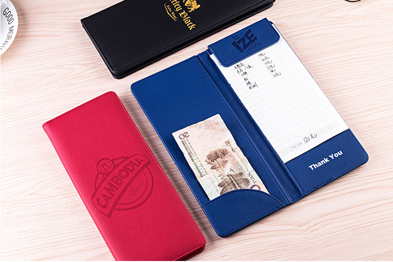 Factory Supply Hotel Leather Cash Register Restaurant Menu Clip Checkout Receipt Bill Can Be Quoted as Pictures and Samples