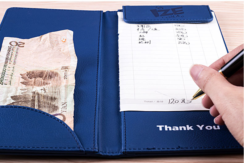 Factory Supply Hotel Leather Cash Register Restaurant Menu Clip Checkout Receipt Bill Can Be Quoted as Pictures and Samples