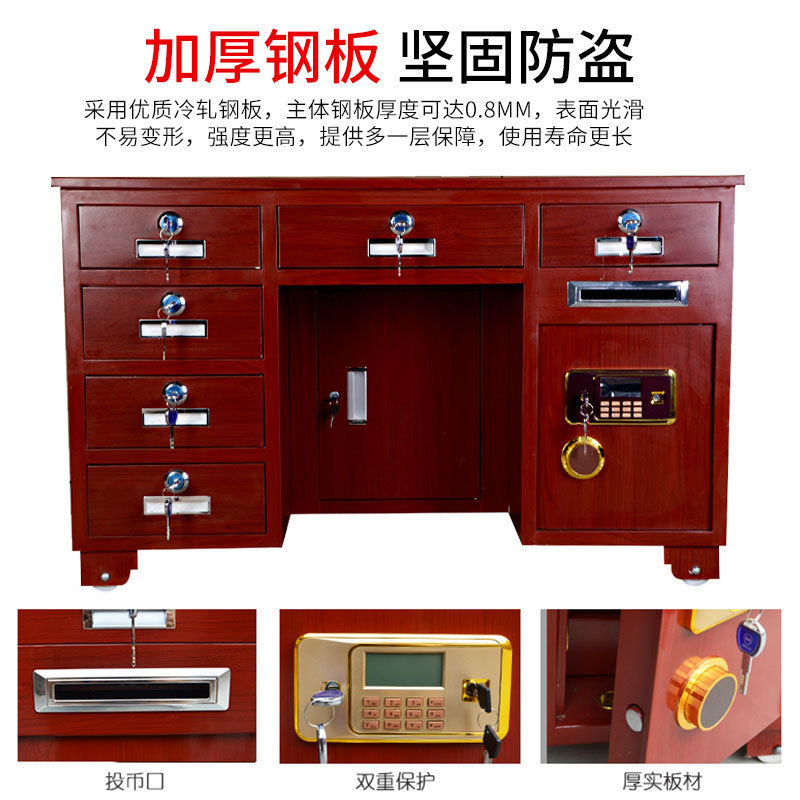 All-Steel Anti-Theft Insurance Desk Fingerprint Password Desk Integrated with Coin Cash Register Financial Home Computer Safe Box