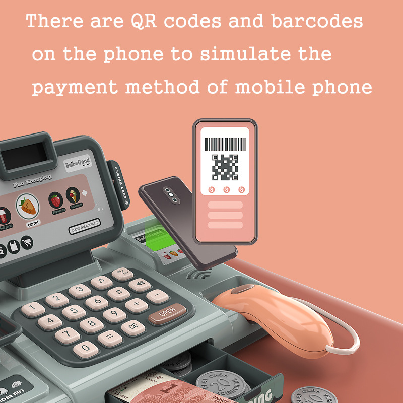 Cross-Border Children's Simulation Voice Scanning Cashier Set Calculator Mobile Payment Cash Register Play House Toys Cross-Border Children's Simulation Voice Scanning Cashier Set Calculator Mobile Payment Cash Register Play House Toys