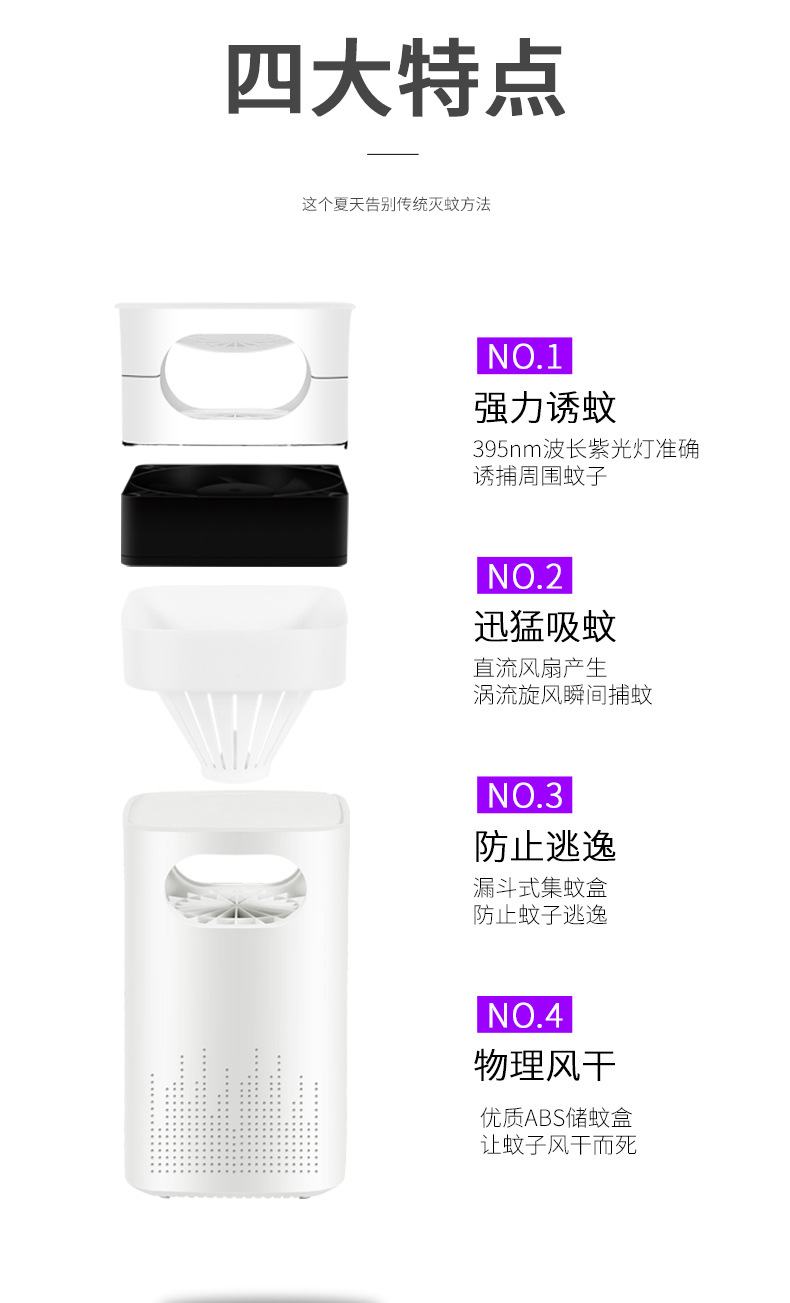 Cross-Border Custom Mosquito Killing Lamp Photocatalyst Mosquito Killer Household Led Mosquito Remover Mosquito Trap Lamp Mosquito Killer Gift Manufacturer