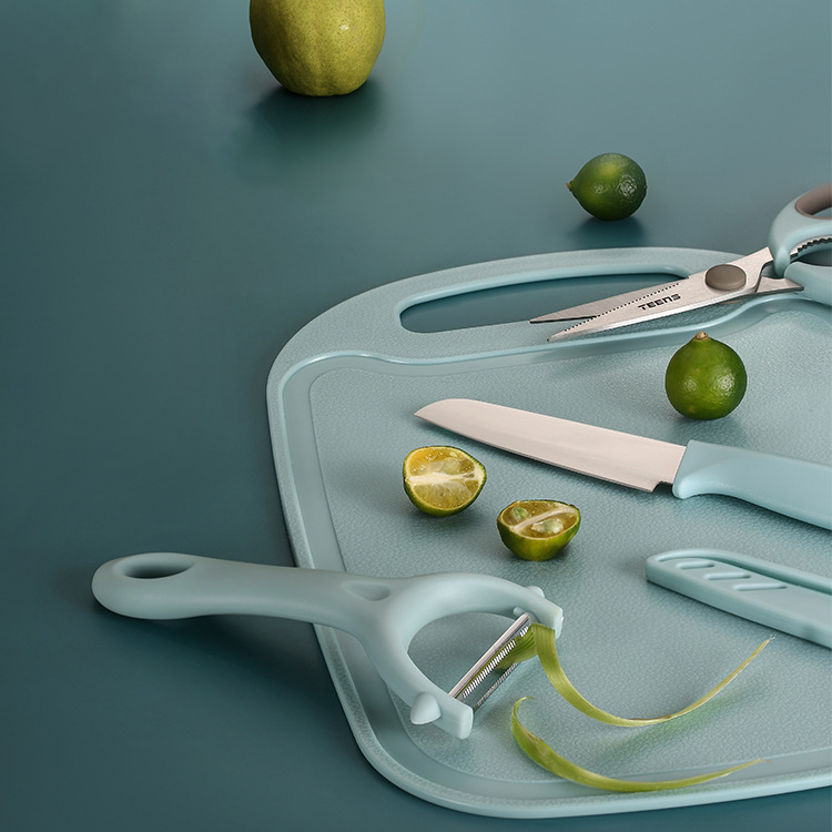 Spot Pp Chopping Board Kitchen Colorful FourPiece Set Kitchen Gift Paring Knife Chopping Board Scissors Fruit Knife