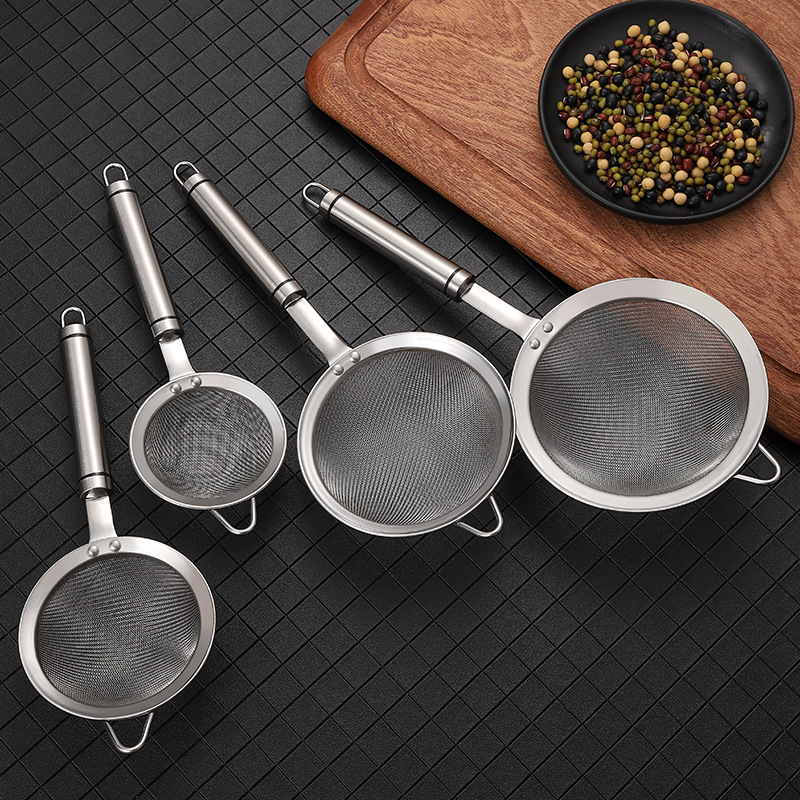 304 Stainless Steel Colander Hot Pot Spoon Strainer Powder Sieve Soymilk Filtration Deep Frying Spoon Screening Mesh Noodle Fishing Factory Direct Sales