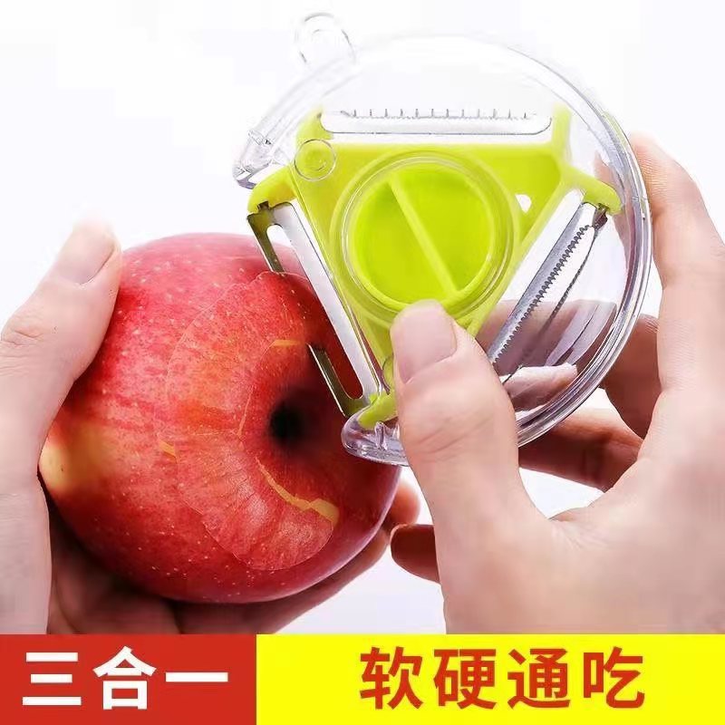 Creative Multi-Functional Stainless Steel Peeler Household Vegetable and Fruit Three-Side Grater Three-in-One Paring Knife Rotary Switch