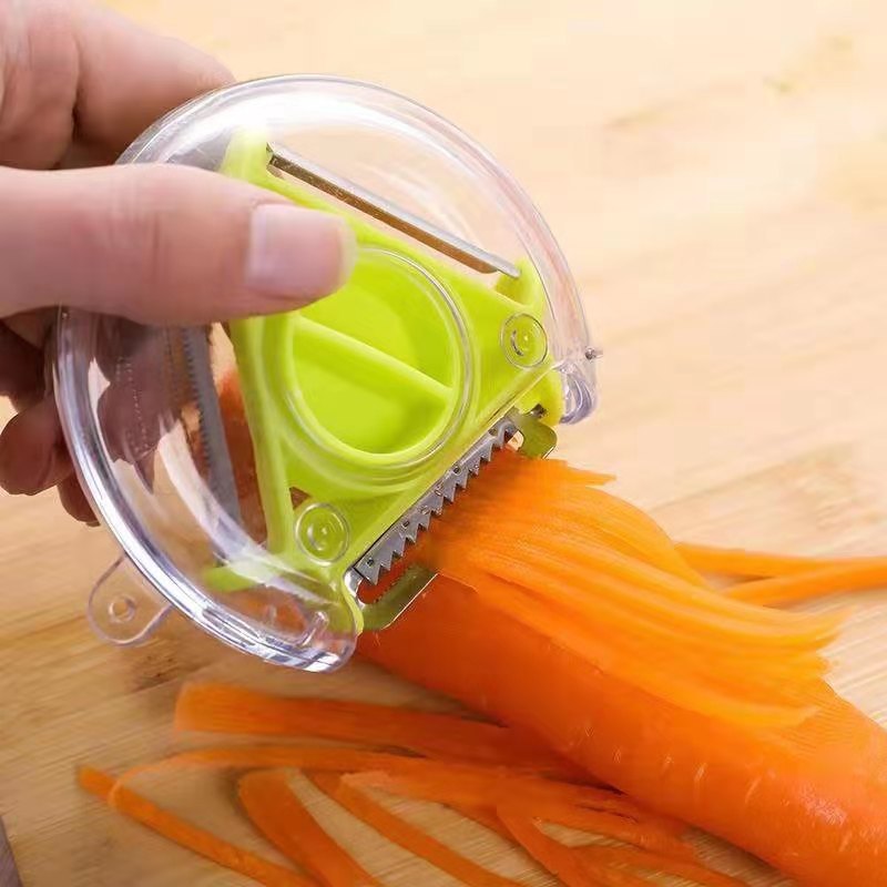Creative Multi-Functional Stainless Steel Peeler Household Vegetable and Fruit Three-Side Grater Three-in-One Paring Knife Rotary Switch