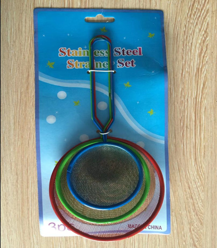 Color Handle Line Leakage Stainless Steel Mesh Colander over Water Spoon Deep Frying Spoon Noodle Fishing Filter Spoon Line Leakage
