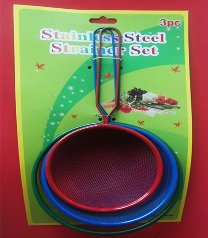 Color Handle Line Leakage Stainless Steel Mesh Colander over Water Spoon Deep Frying Spoon Noodle Fishing Filter Spoon Line Leakage