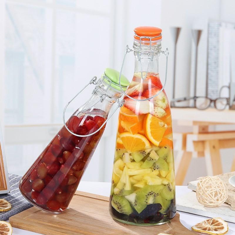 Wine Bottle Fire Extinguisher Bottles Brewing Fruit Wine Red Wine Home-Brewed Container Wine Brewing Glass Bottle Sealed Jar with Lid