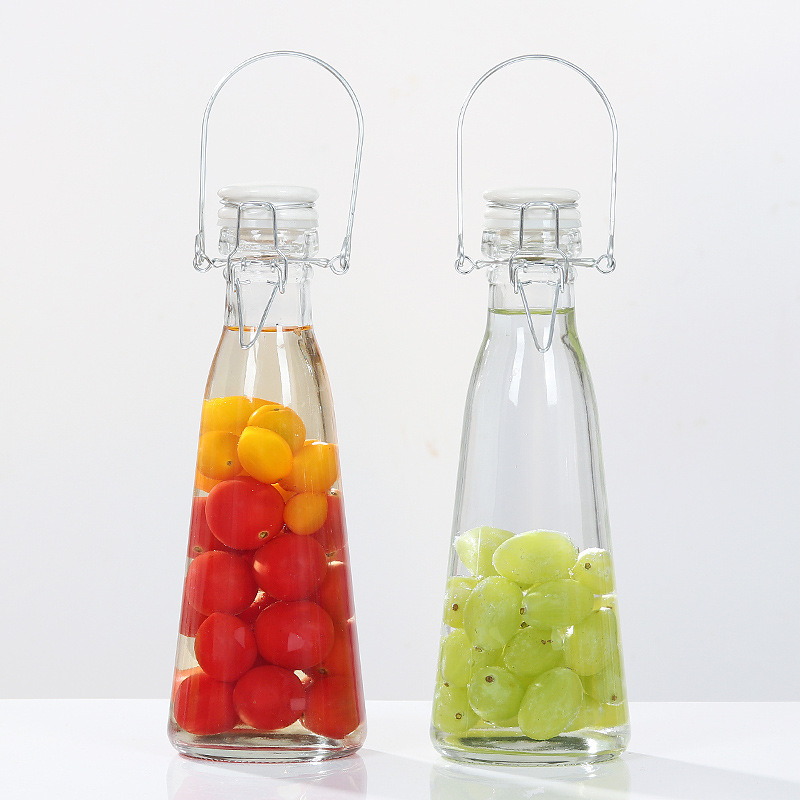 Wine Bottle Fire Extinguisher Bottles Brewing Fruit Wine Red Wine Home-Brewed Container Wine Brewing Glass Bottle Sealed Jar with Lid