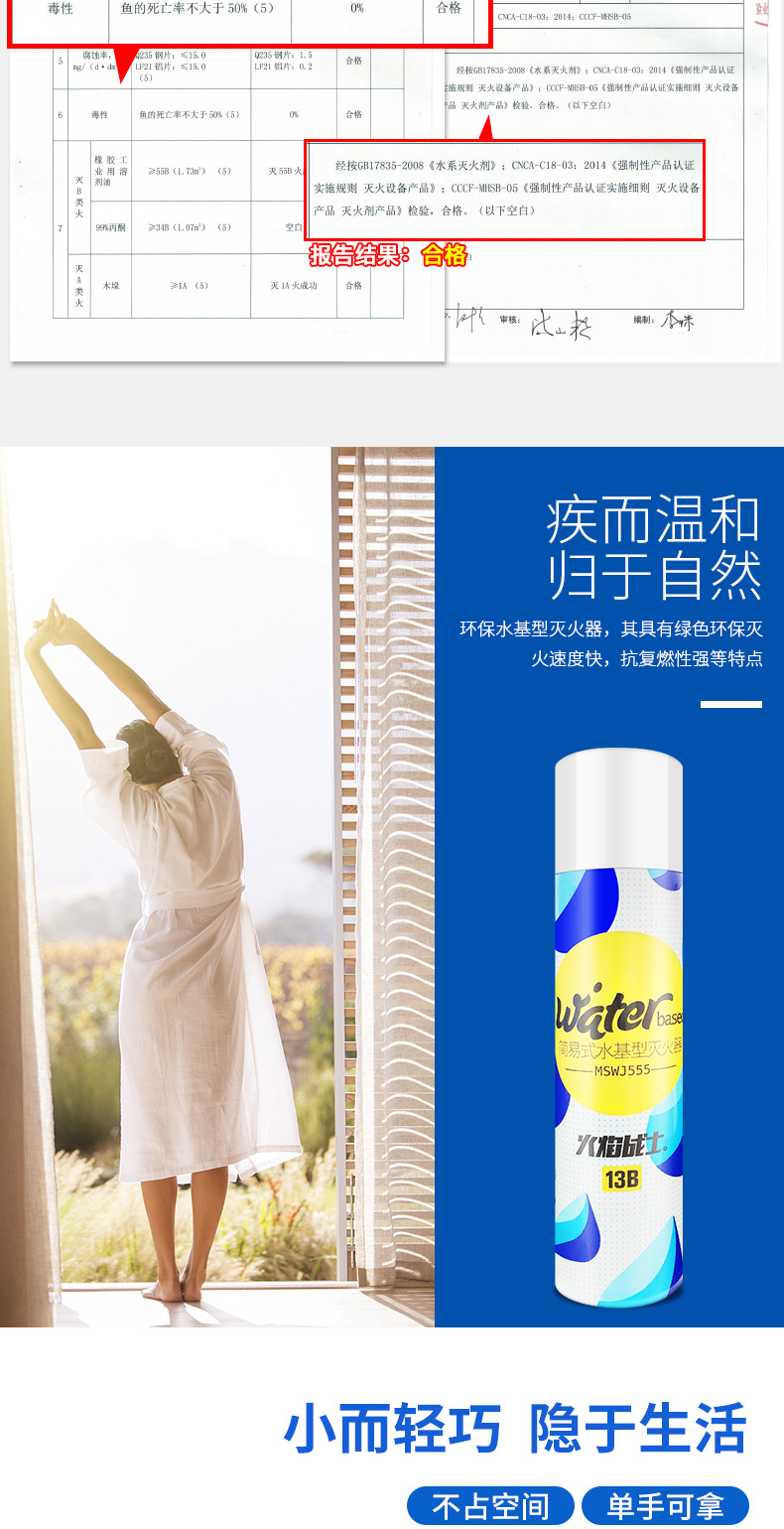 Car Fire Extinguisher Car Household Water-Based Fire Extinguishers Small Portable Fire Protection Annual Inspection