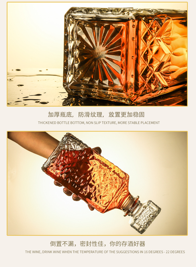 Square Diamond Bottom Glass Wine Bottle XO Whiskey Wine Storage Bottle European Crystal Diamond Wine Bottle Wine Bottle Sealed Fire Extinguisher Bottles Square Diamond Bottom Glass Wine Bottle XO Whiskey Wine Storage Bottle European Crystal Diamond Wine Bottle Wine Bottle Sealed Fire Extinguisher Bottles