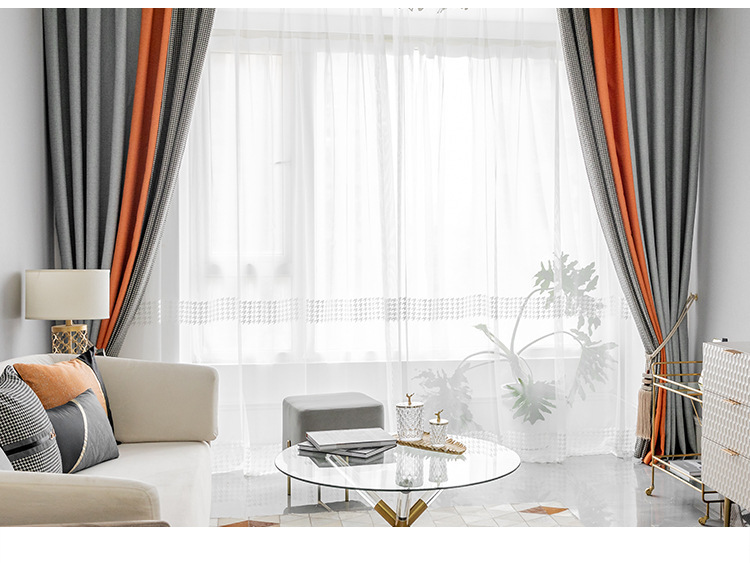 Nordic Simple Houndstooth Stitching Shading Curtain Fabric Curtain Living Room Bedroom Balcony Finished Product Customization Nordic Simple Houndstooth Stitching Shading Curtain Fabric Curtain Living Room Bedroom Balcony Finished Product Customization