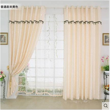 Simple style jacquard cloth plain European jacquard living room floor-to-ceiling window custom shading curtain fabric