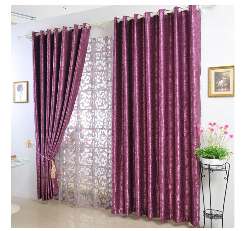 Simple style jacquard cloth plain European jacquard living room floor-to-ceiling window custom shading curtain fabric