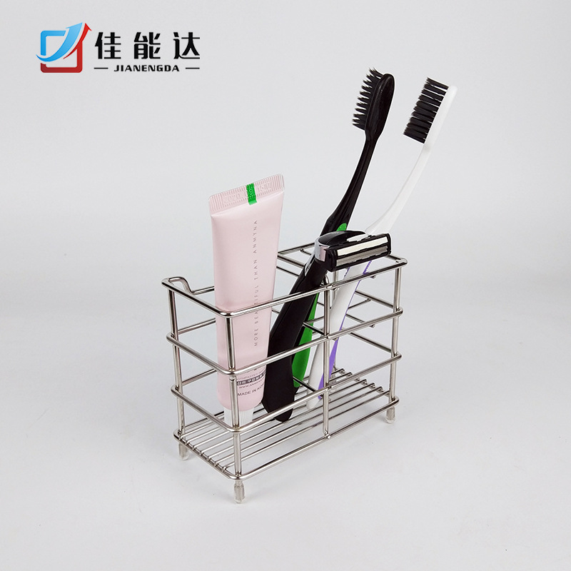 Conolta Stainless Steel Plaid Toothbrush Holder Toothpaste Holder Shaver Storage Rack Bathroom Hotel Shelf Cross-Border