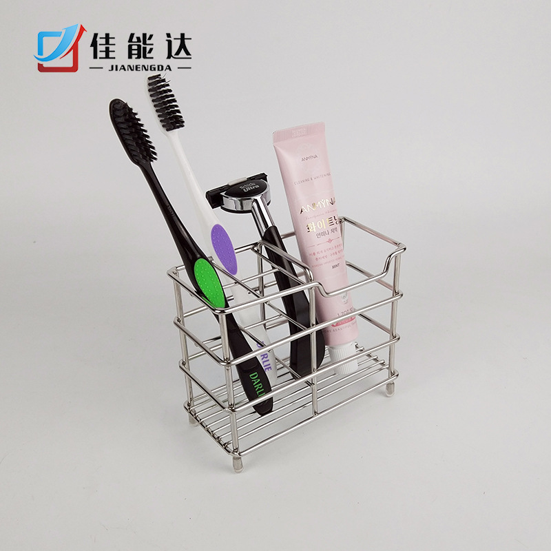 Conolta Stainless Steel Plaid Toothbrush Holder Toothpaste Holder Shaver Storage Rack Bathroom Hotel Shelf Cross-Border