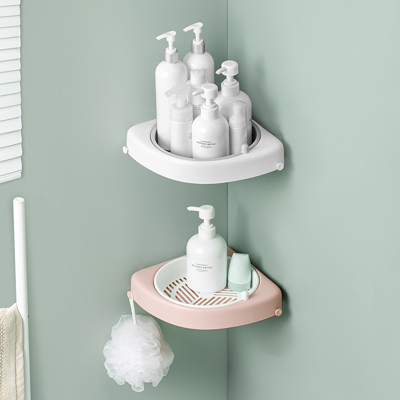 Set Selection Bathroom Rack Punch-Free Bathroom Storage Rack Kitchen Corner Shelf Rotatable One Piece Dropshipping