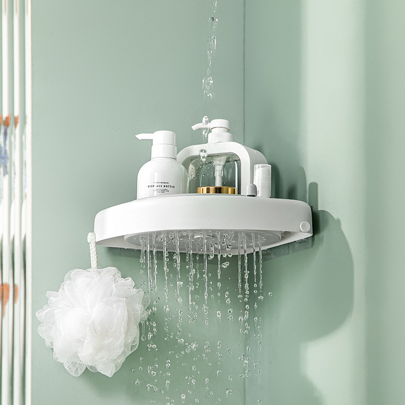 Set Selection Bathroom Rack Punch-Free Bathroom Storage Rack Kitchen Corner Shelf Rotatable One Piece Dropshipping