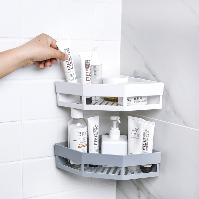 2298 Free Punch Corner Shelf Toilet Washstand No Trace in Bathroom Wall-Mounted Tripod Storage Rack
