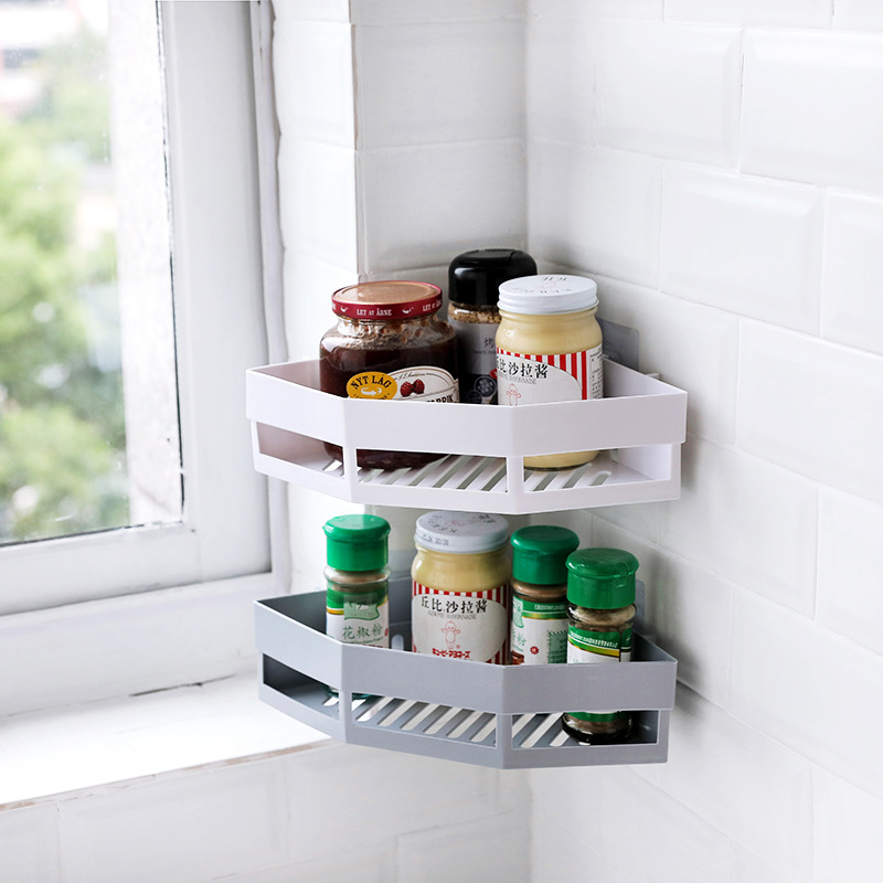 2298 Free Punch Corner Shelf Toilet Washstand No Trace in Bathroom Wall-Mounted Tripod Storage Rack